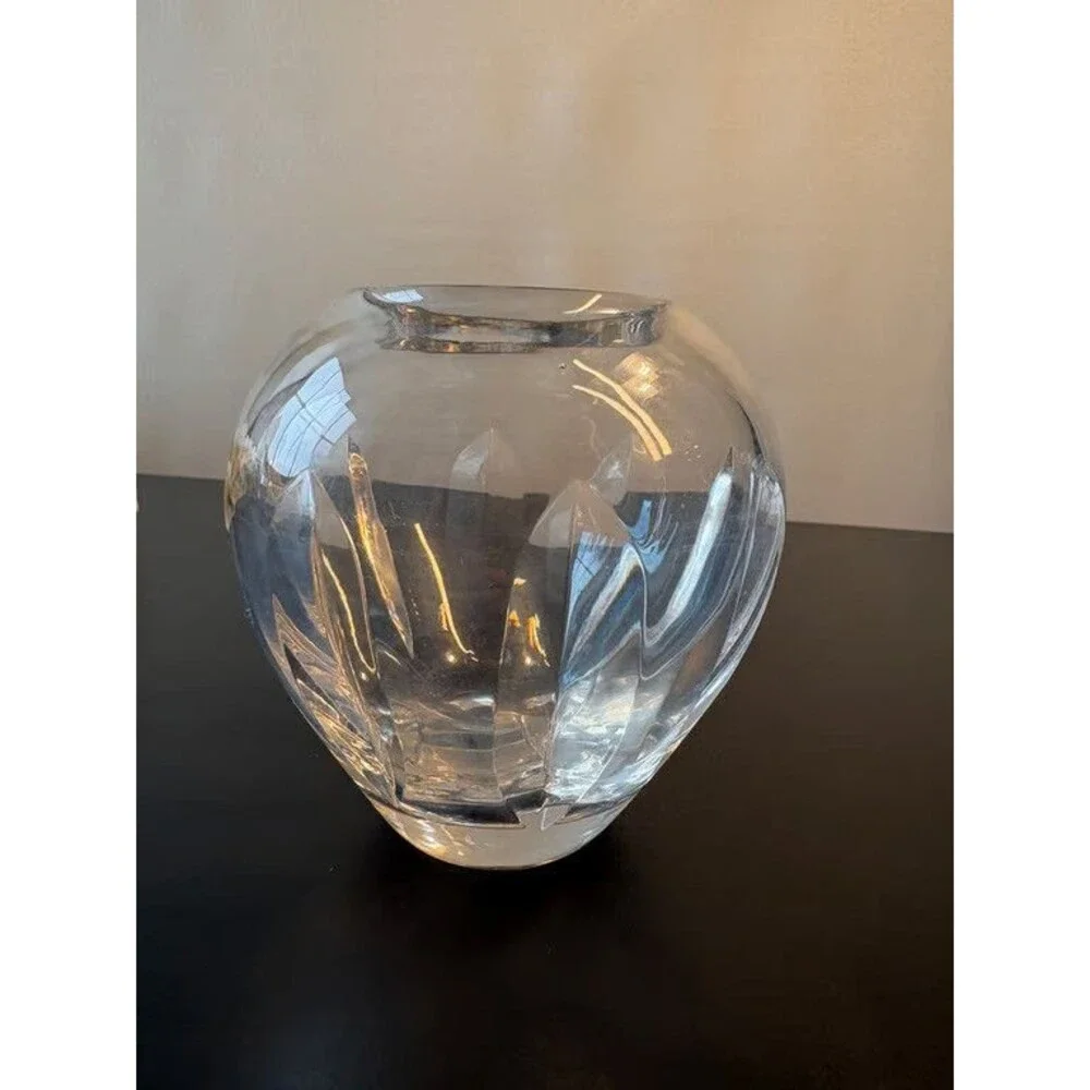 Louis Comfort Tiffany Crystal Vase Faceted Panel Cut Signed Tiffany and Co